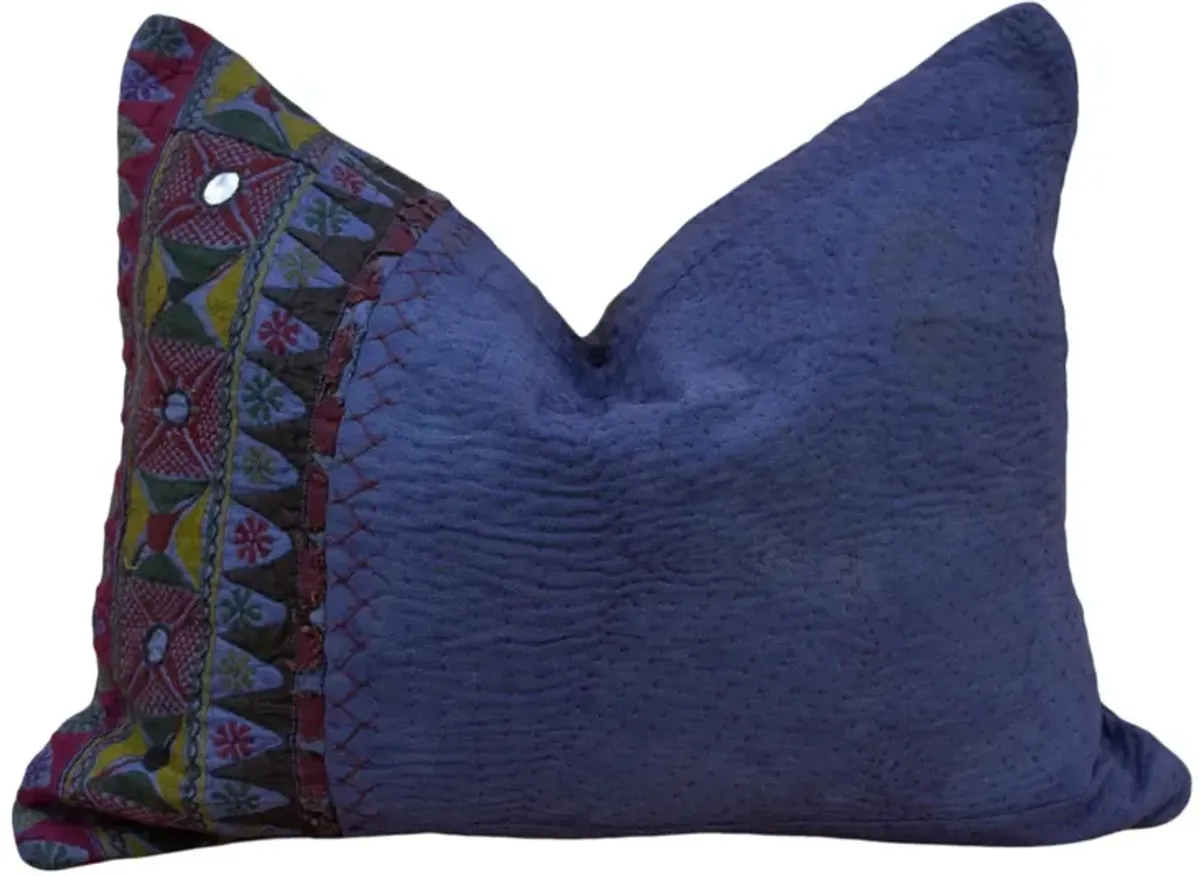 Jiya Antique Indigo Grain Sack Pillow - de-cor