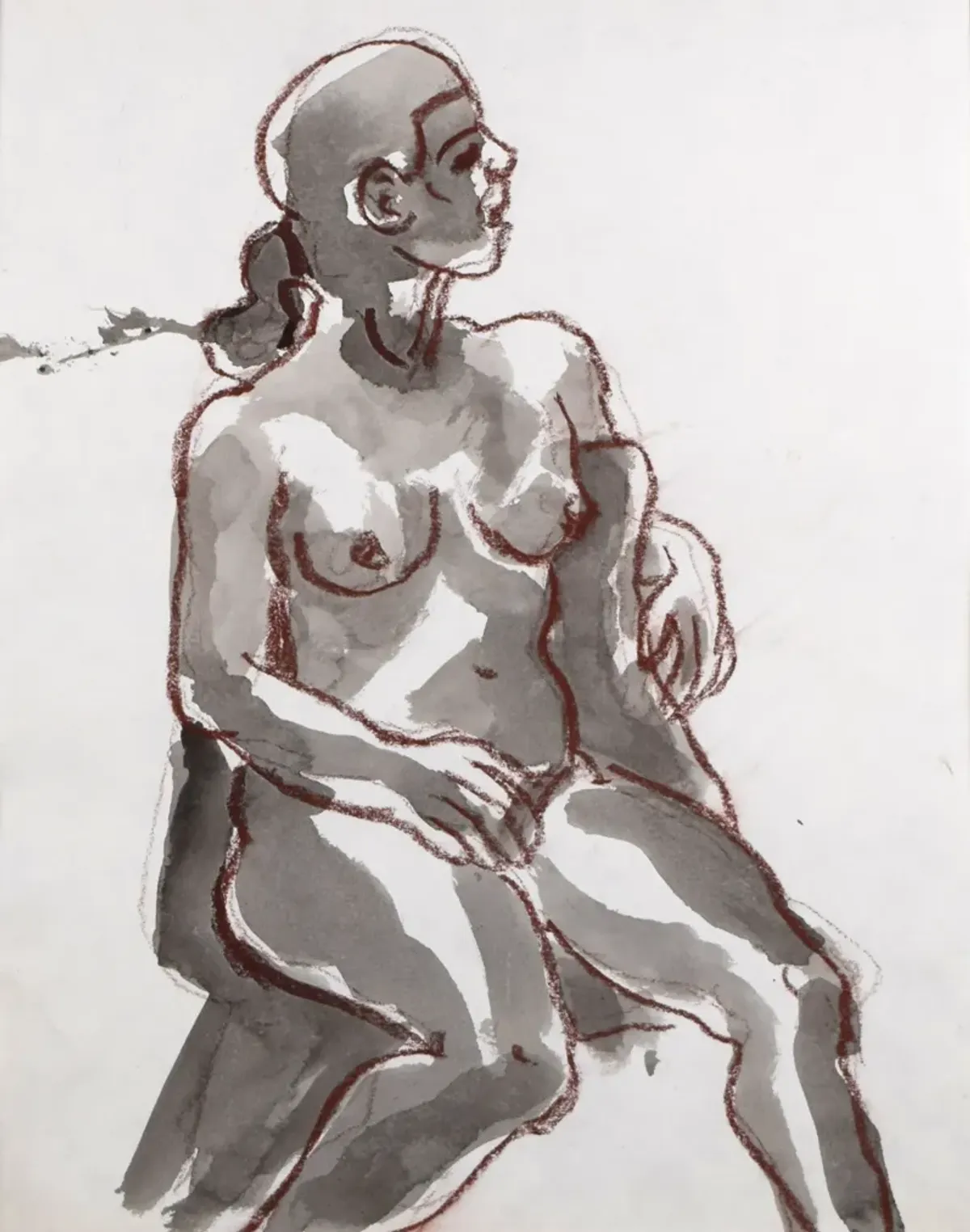 Limited Edition - Expressionist Nude Figure Study Painting - Antiquarian Art Company - silver