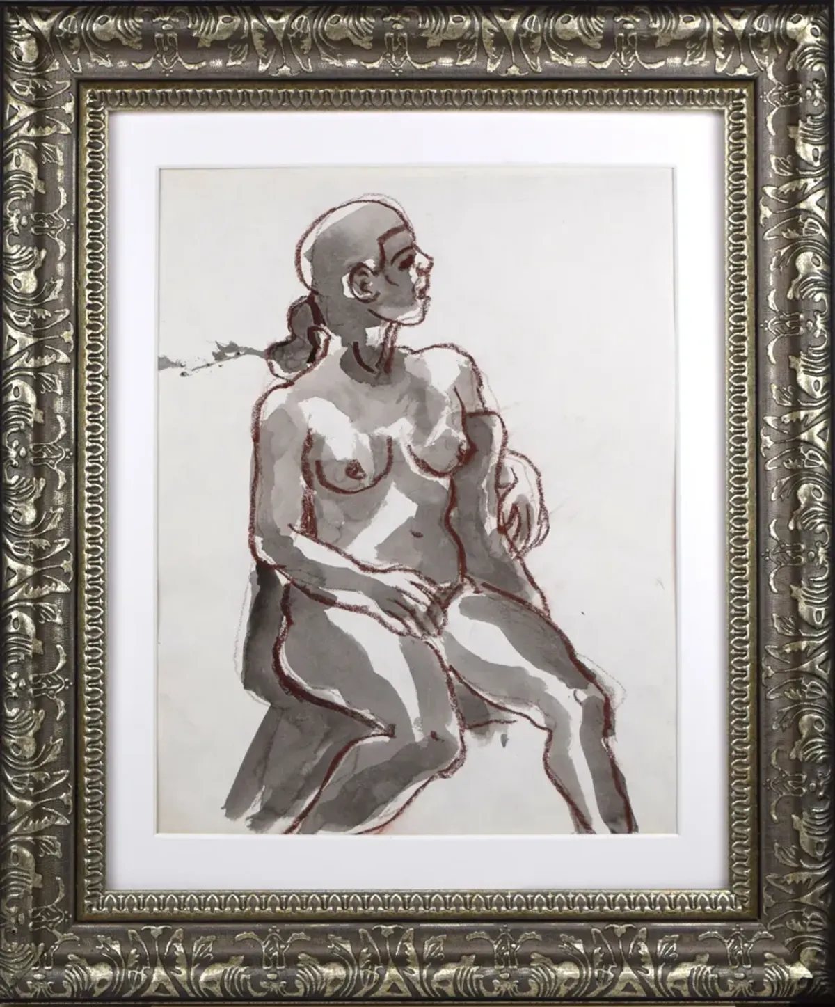 Limited Edition - Expressionist Nude Figure Study Painting - Antiquarian Art Company - silver