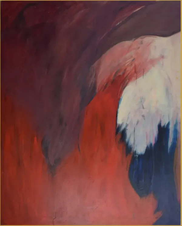 Limited Edition - Oversize Vintage Abstract Painting 1988 - Antiquarian Art Company - Red