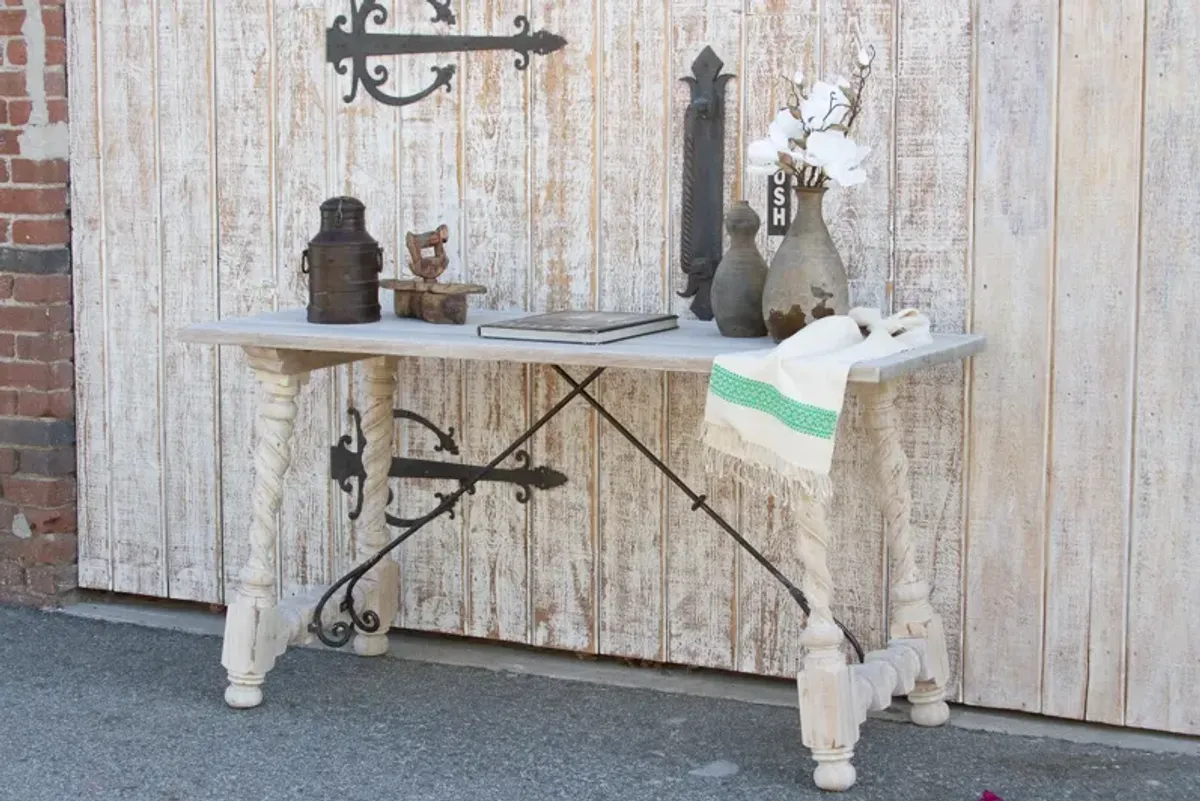 Indo-Portuguese Bleached Writing Table - de-cor - White