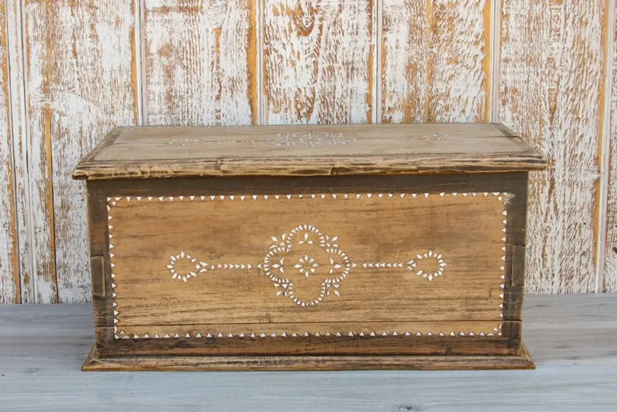 Mid Century Mother of Pearl Inlay Chest - de-cor - Brown