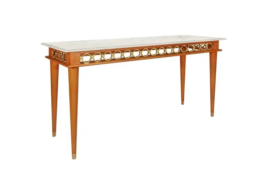 Laszlo Console - Marble/Teak/Brass - Bunny Williams Home - White