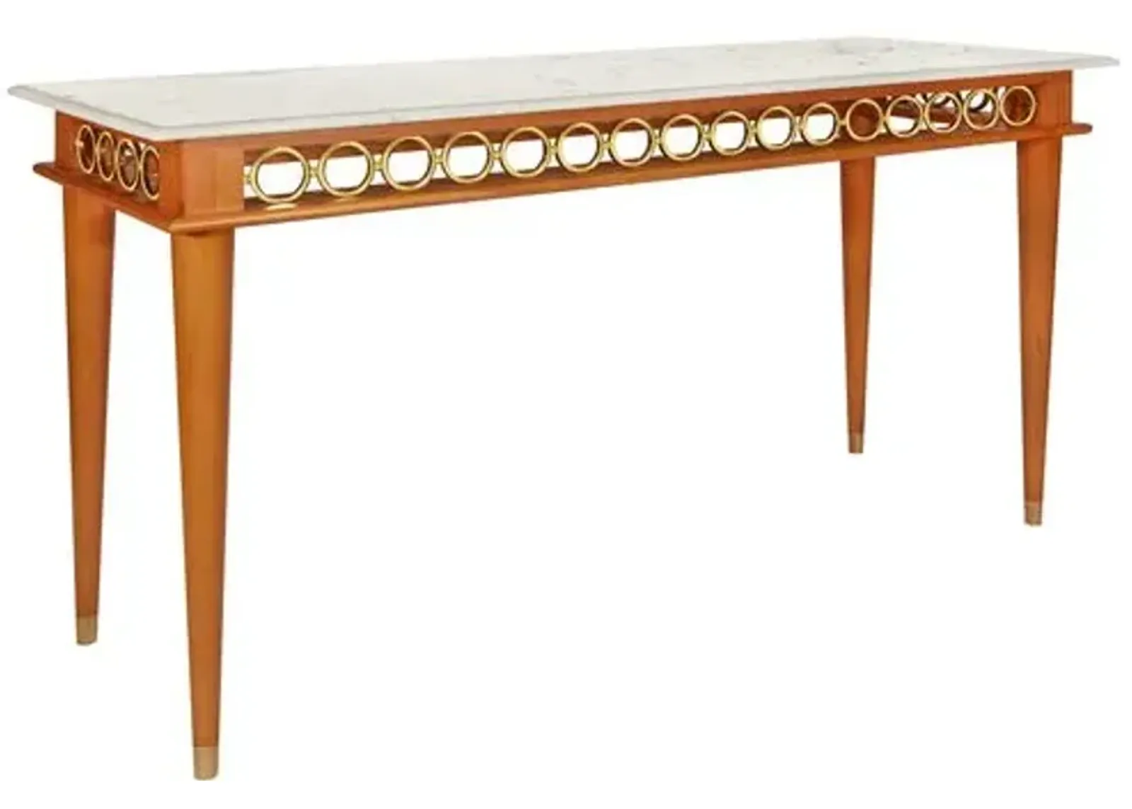 Laszlo Console - Marble/Teak/Brass - Bunny Williams Home - White