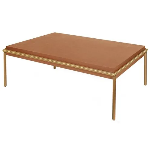 Zola Leather Coffee Table - Brown/Brass - Bunny Williams Home