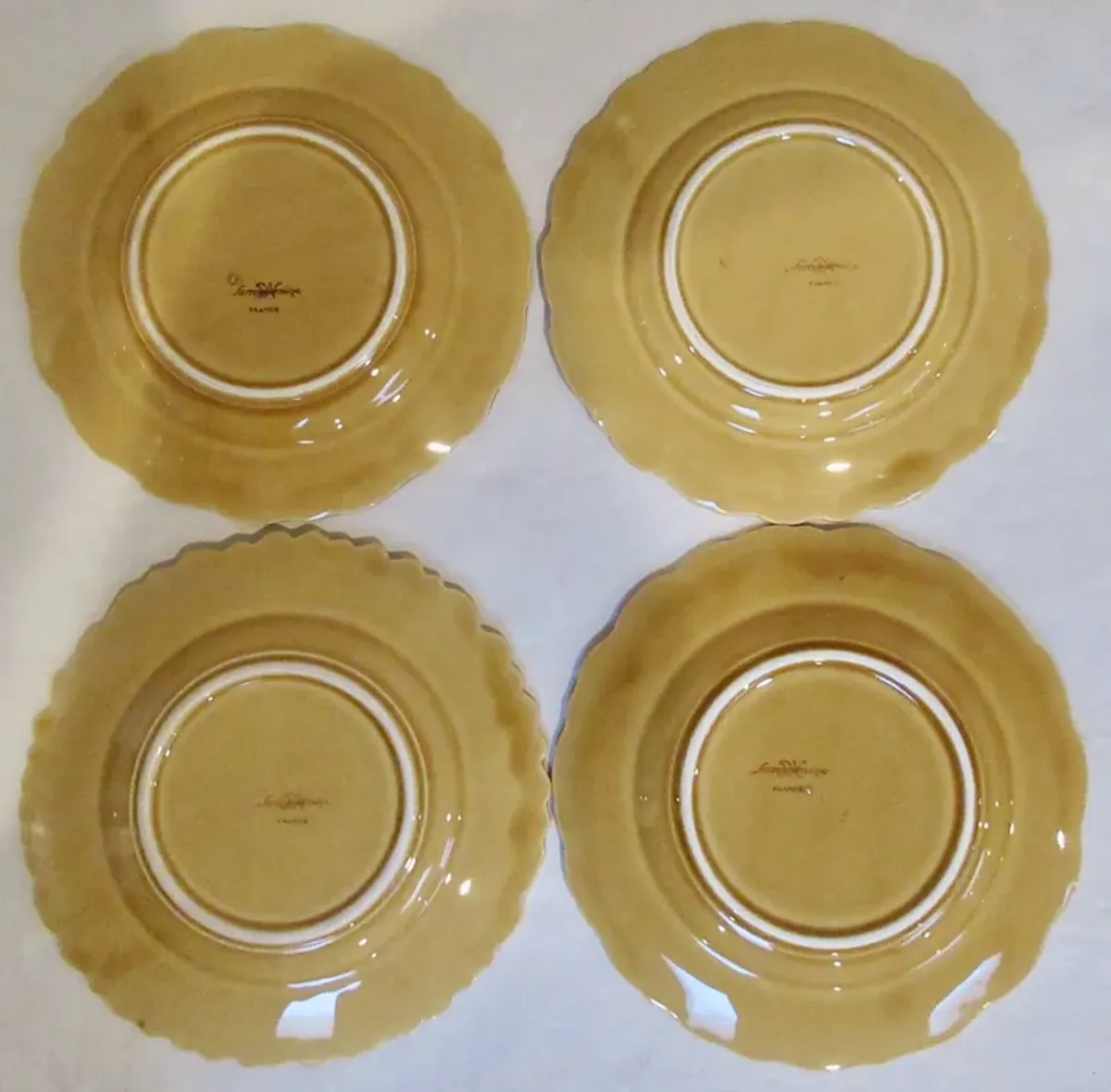 French Majolica Fruit Plates Set of 4