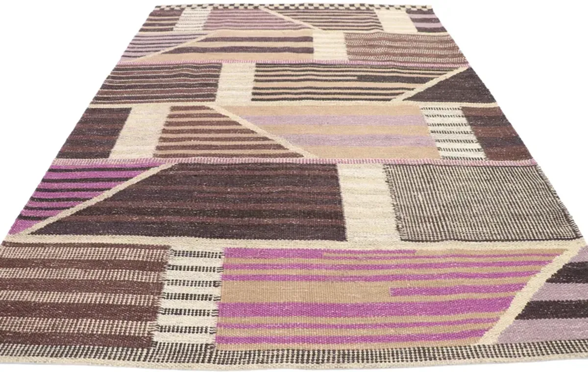 Swedish Style Kilim Rug - 6'4 x 8'10 - Esmaili Rugs & Antiques - purple - purple