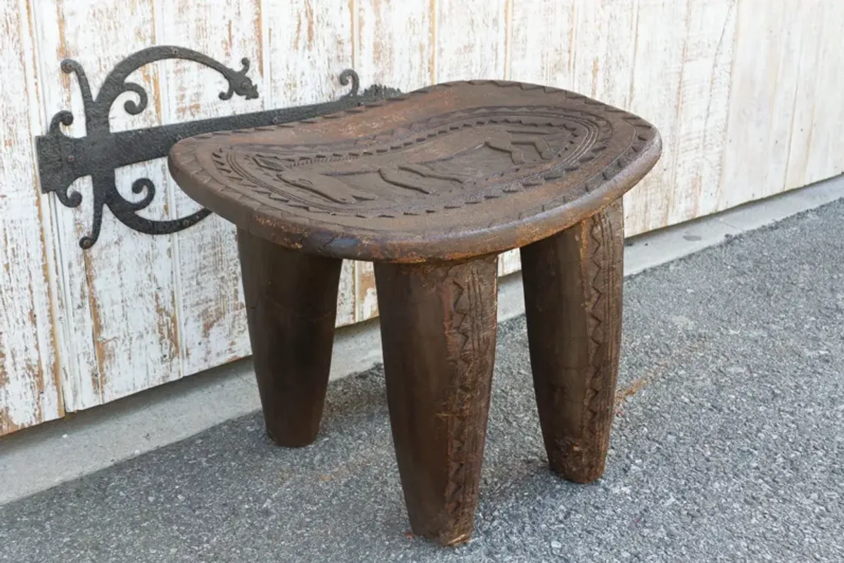 African Donkey Carved Senufo Table - de-cor - brown