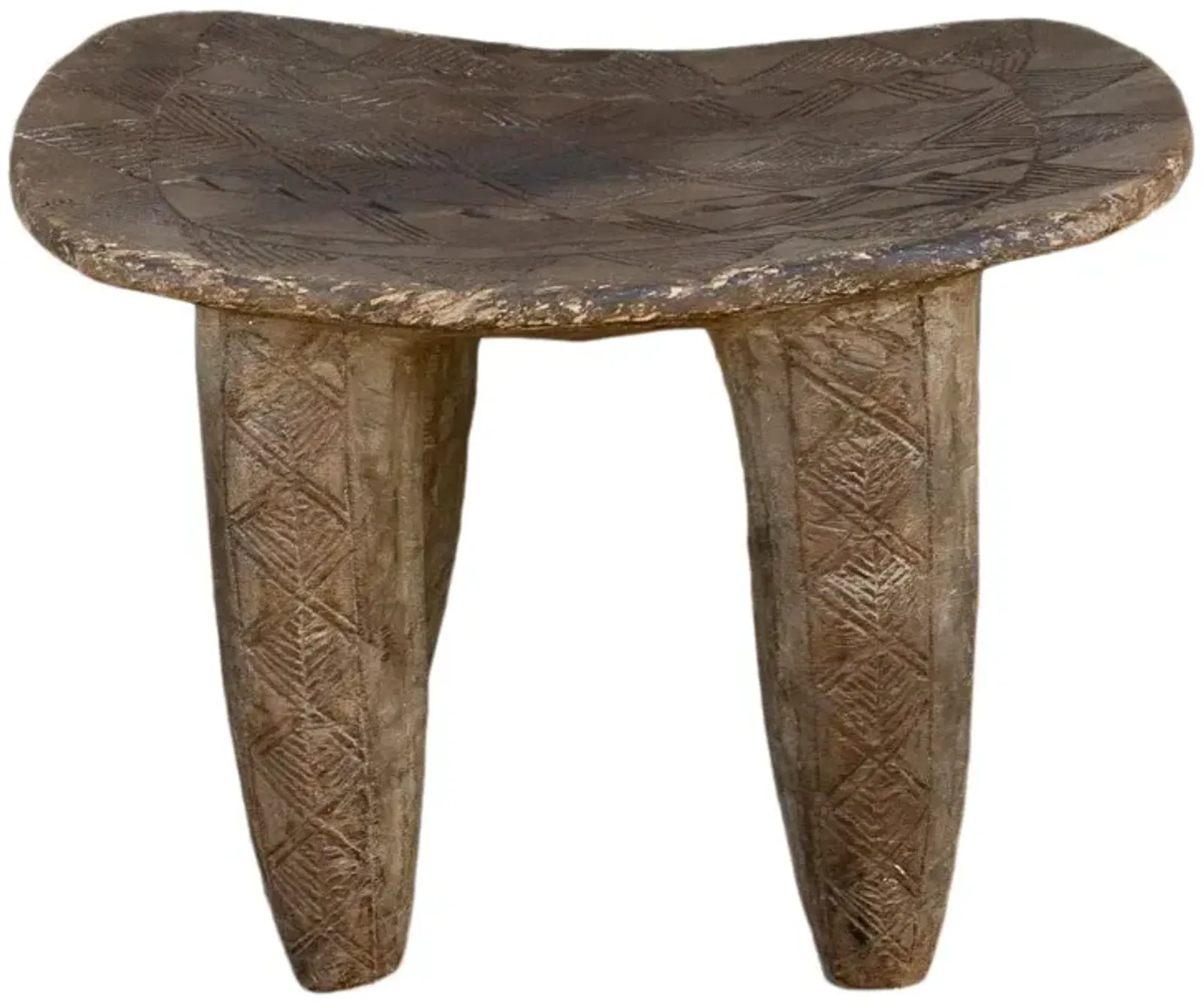 African Geometric Senufo Side Table - de-cor - Brown