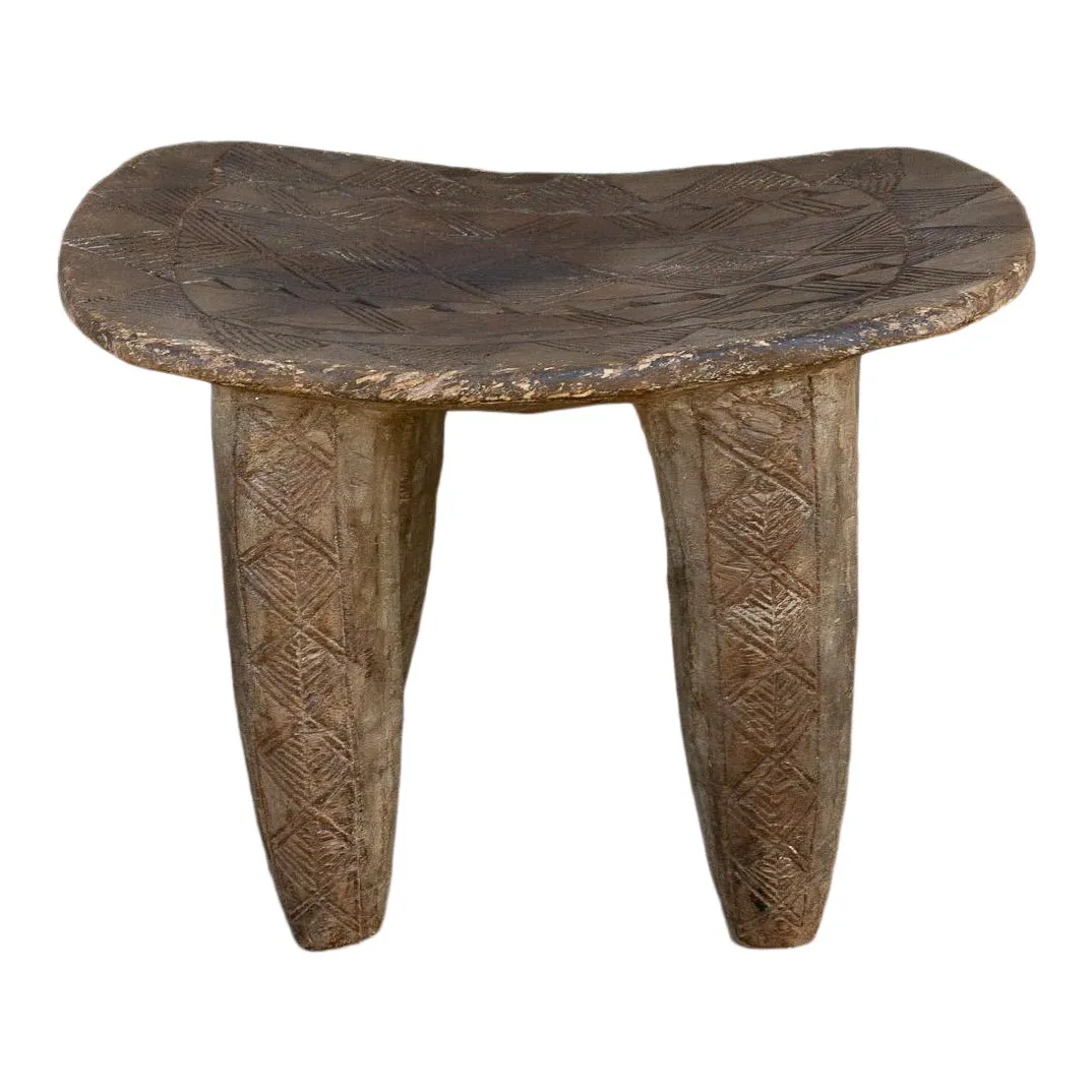 African Geometric Senufo Side Table - de-cor - Brown