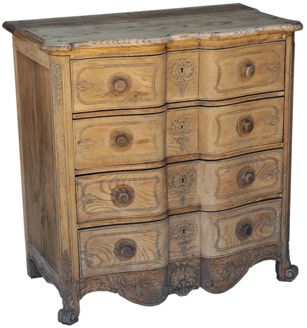 20th C Hand Carved Provincial Chest - Fleur de Lex Antiques - brown