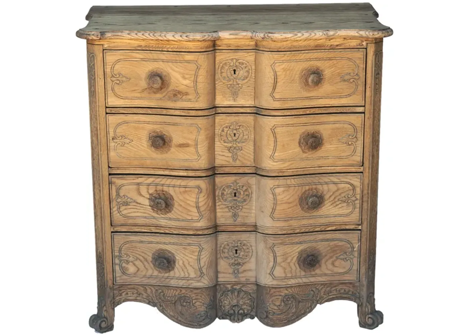 20th C Hand Carved Provincial Chest - Fleur de Lex Antiques - brown