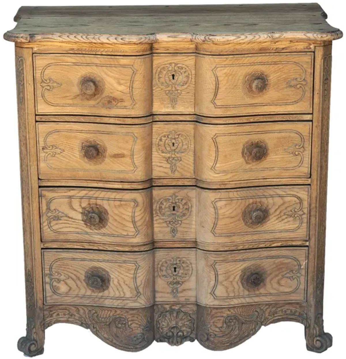 20th C Hand Carved Provincial Chest - Fleur de Lex Antiques - brown