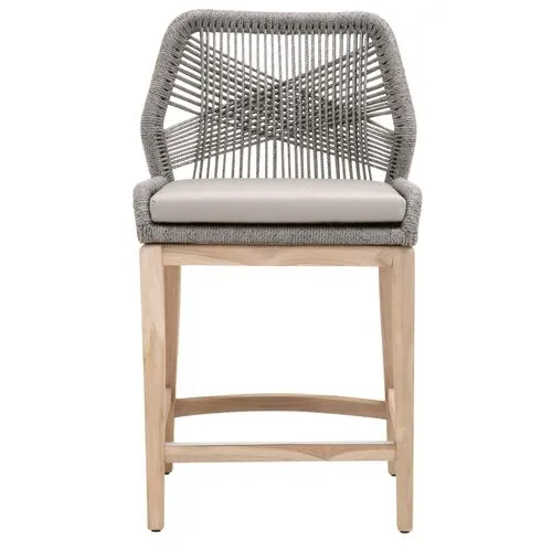 Easton Rope Outdoor Counter Stool - Platinum/Smoke Gray