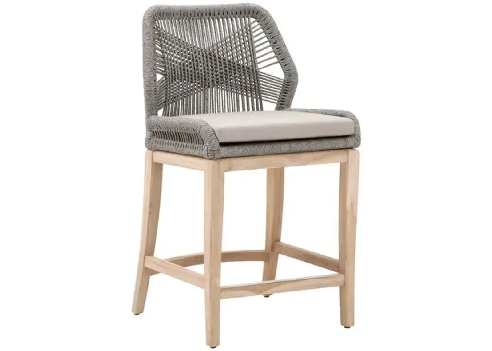 Easton Rope Outdoor Counter Stool - Platinum/Smoke Gray