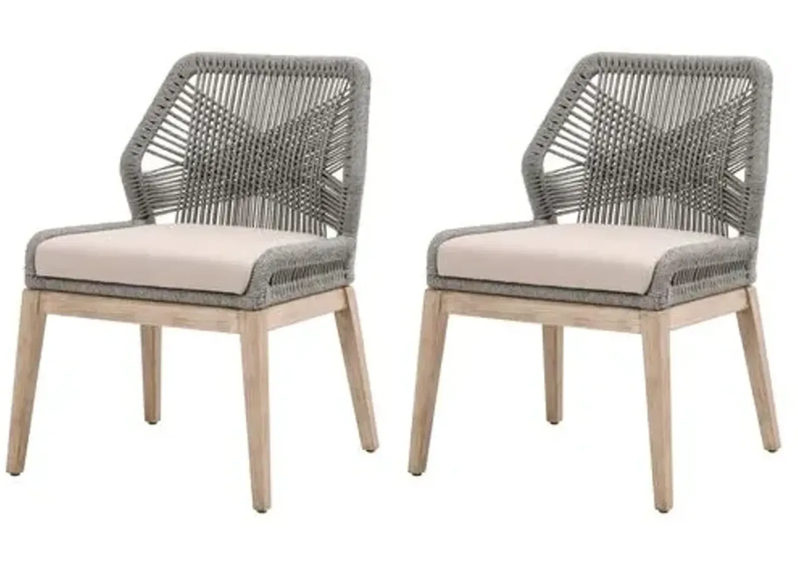 Set of 2 Easton Rope Outdoor Side Chairs - Platinum/Light Gray