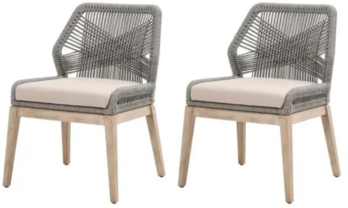 Set of 2 Easton Rope Outdoor Side Chairs - Platinum/Light Gray