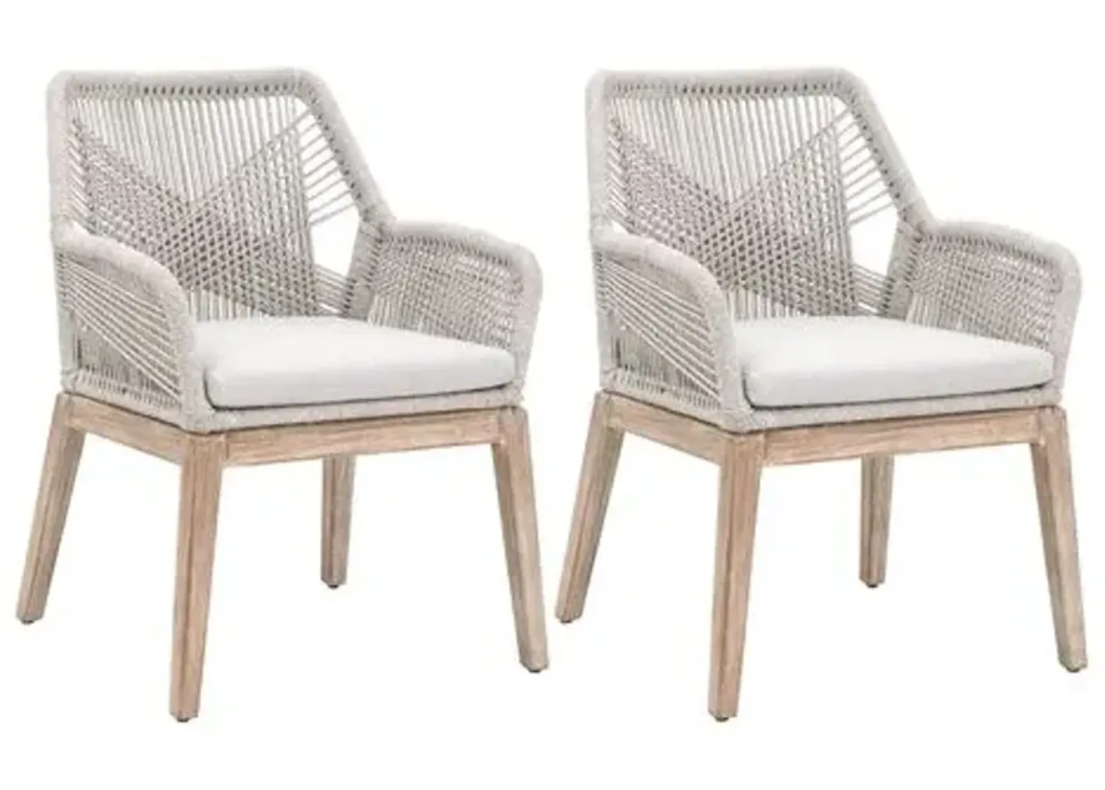 Set of 2 Easton Rope Outdoor Armchairs - Taupe/Pumice - Gray