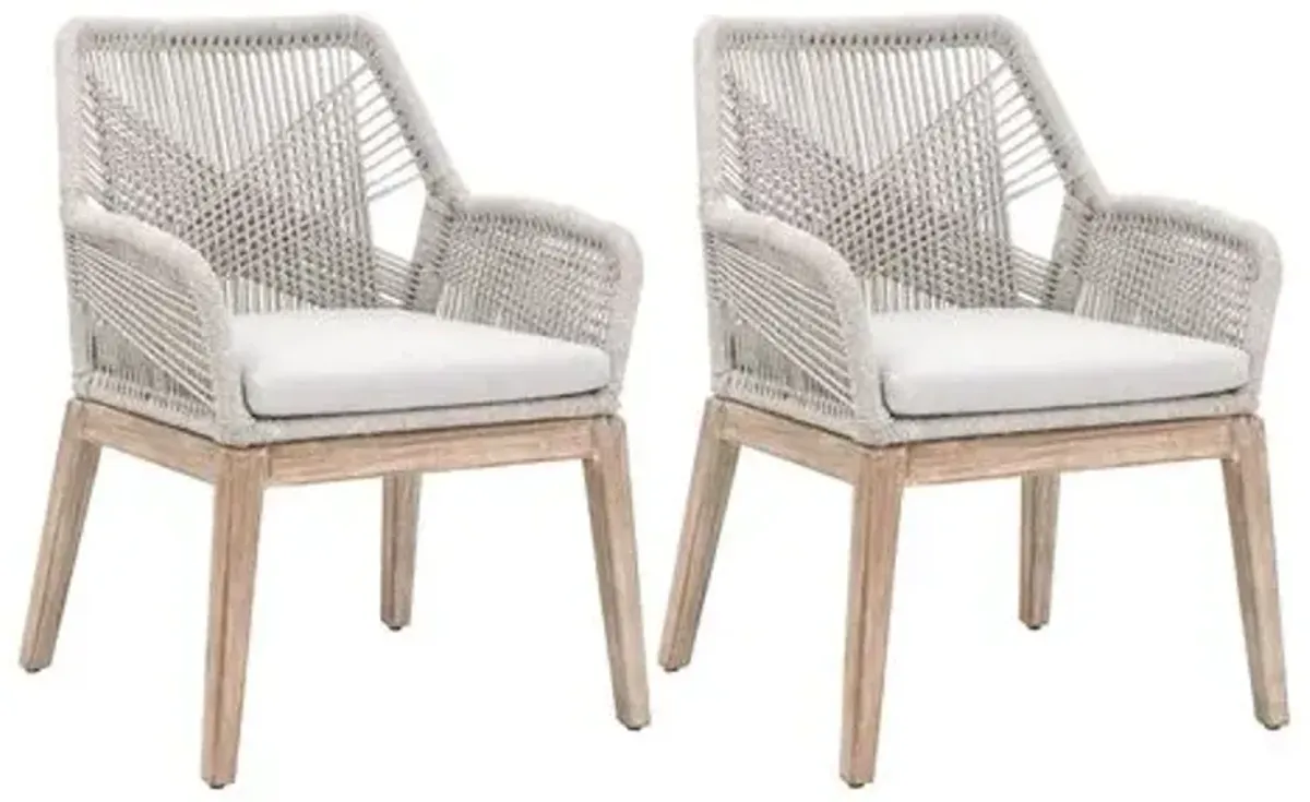 Set of 2 Easton Rope Outdoor Armchairs - Taupe/Pumice - Gray