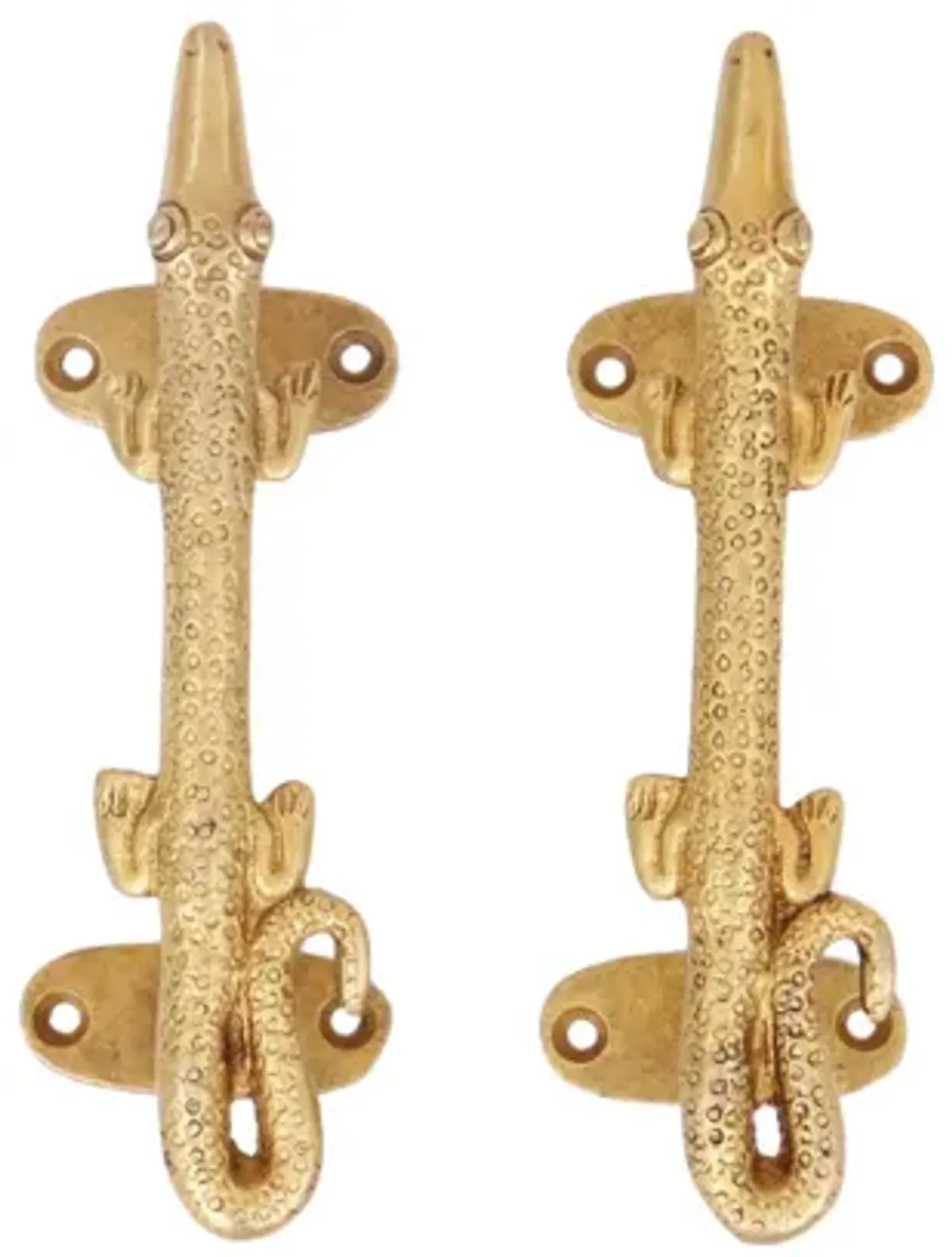 Gold Brass Alligator Door Handles - Set of 2 - Interesting Things