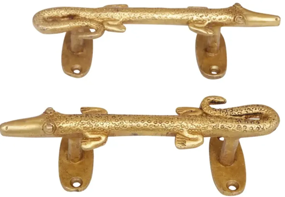 Gold Brass Alligator Door Handles - Set of 2 - Interesting Things