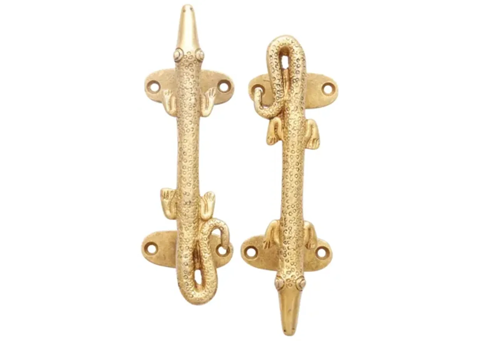 Gold Brass Alligator Door Handles - Set of 2 - Interesting Things