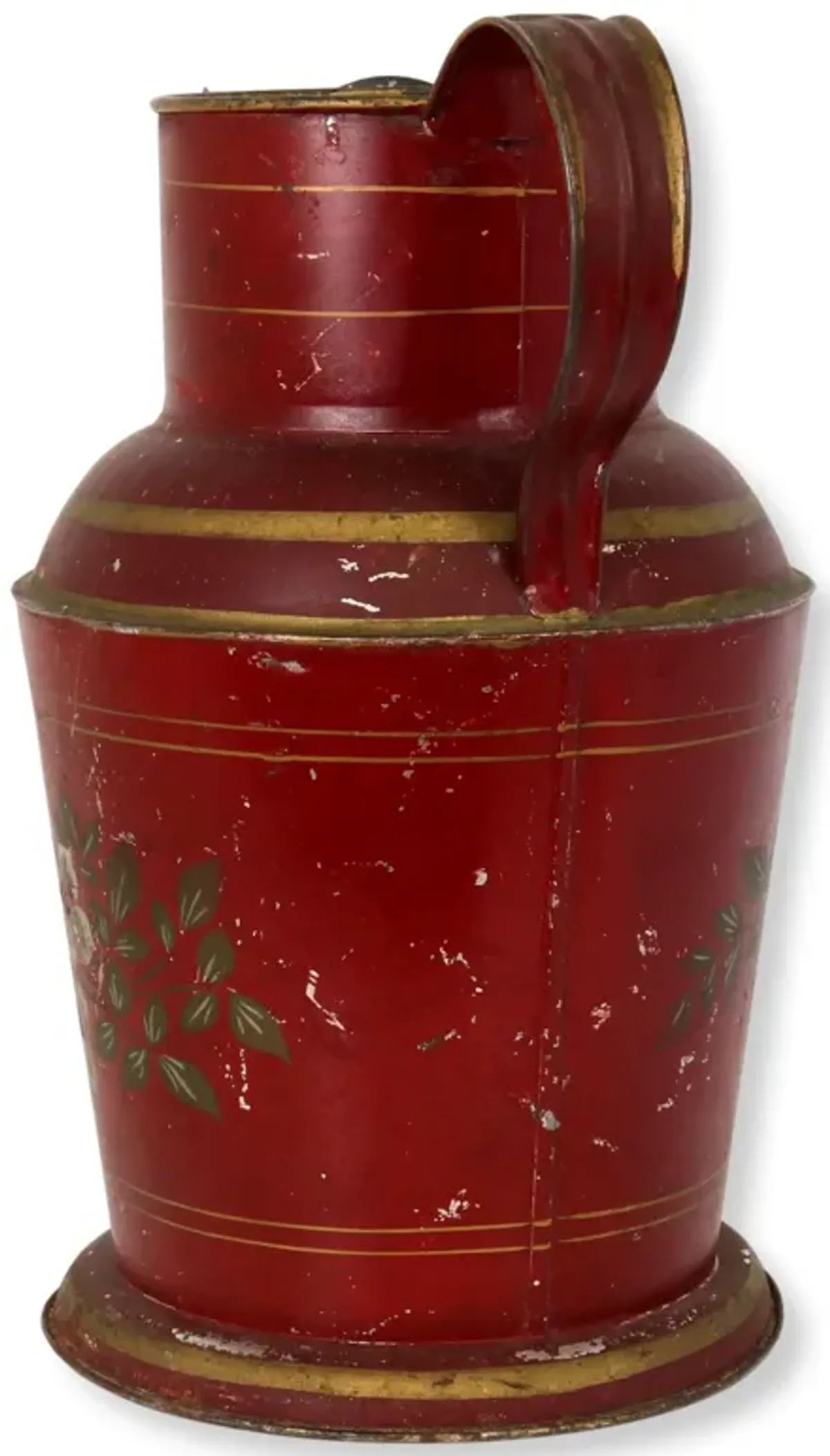 Antique American Toleware Water Pitcher - New England Mercantile - Red