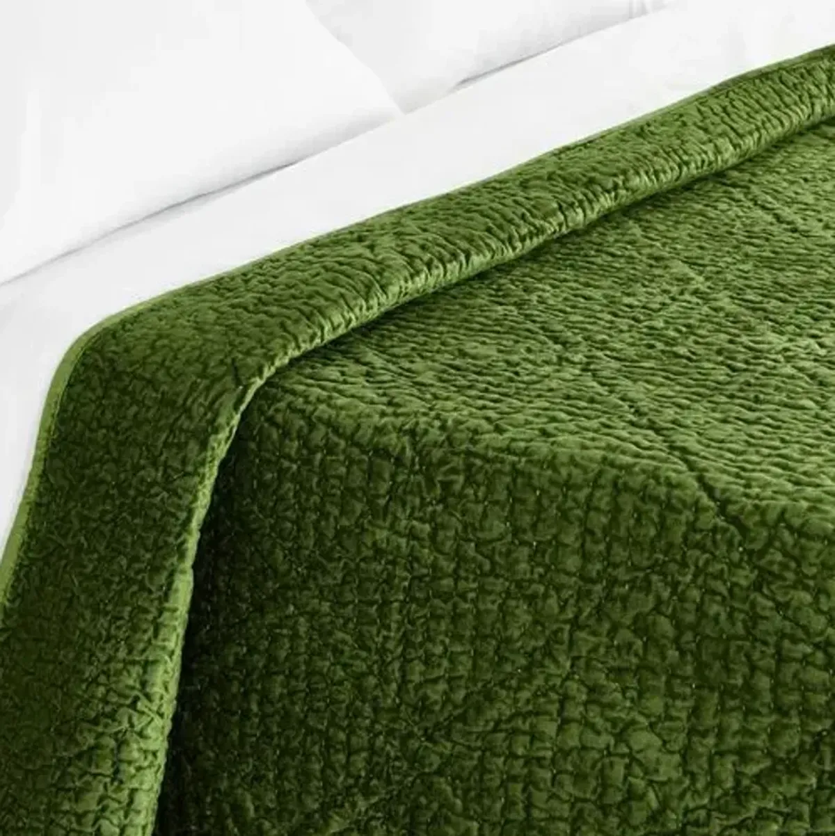 Parisienne Velvet Quilted Sham - Evergreen - Pine Cone Hill