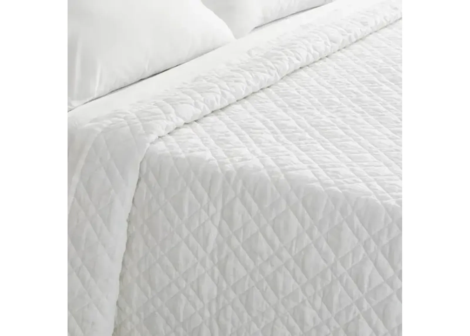 Washed Linen Quilt - White - Pine Cone Hill