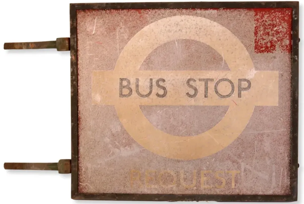 Midcentury London Bus Stop Sign - Rose Victoria - Brown