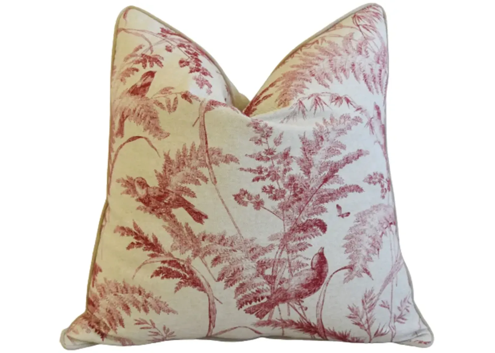 Botanical & Birds Toile Linen Pillow