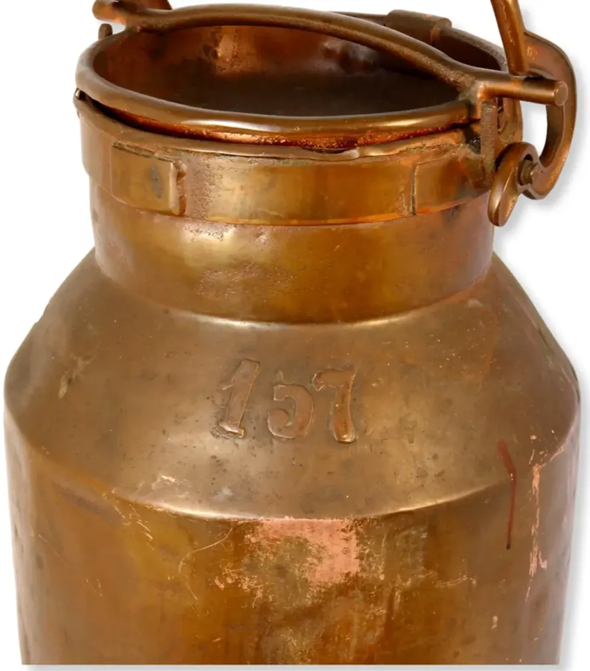 Large French Copper Dairy Milk Can w/Lid - New England Mercantile - Brown