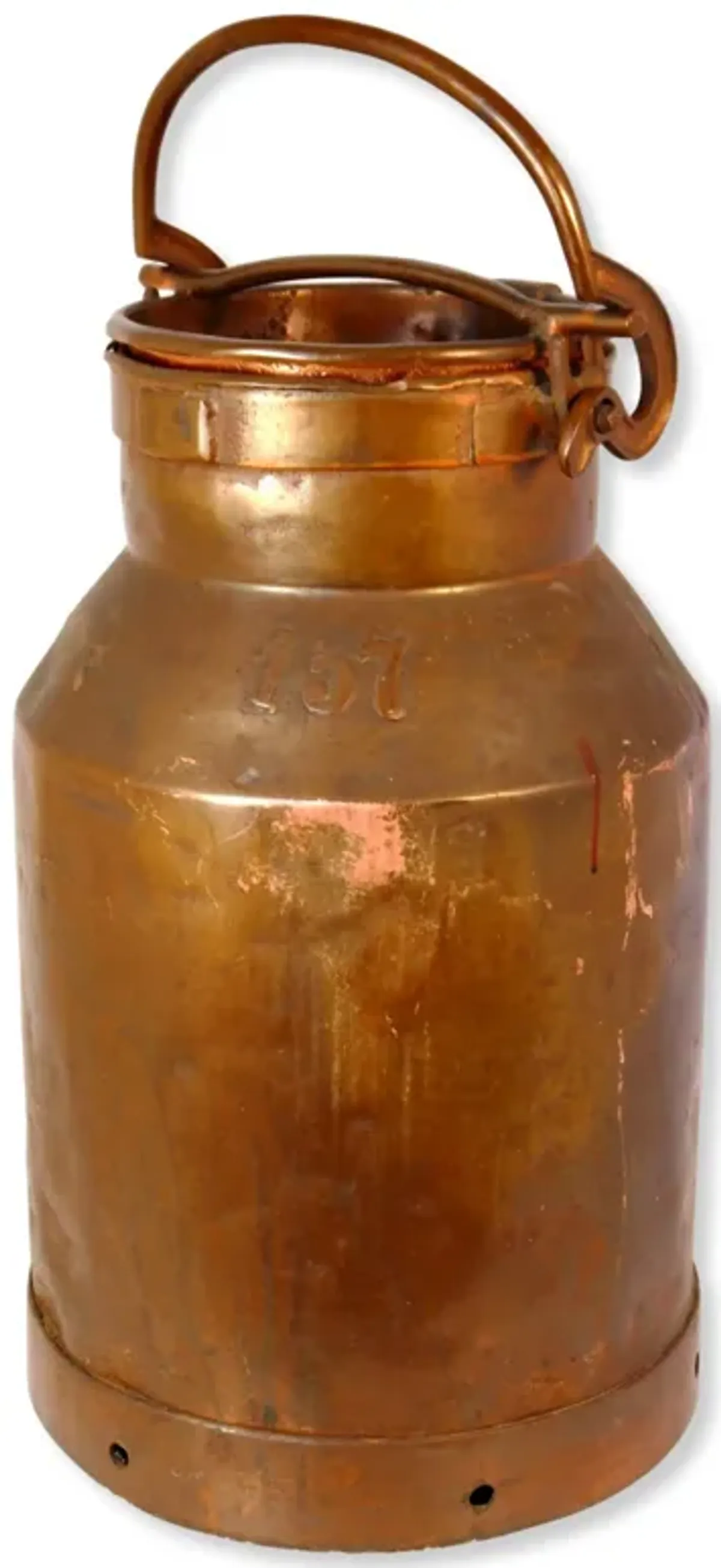 Large French Copper Dairy Milk Can w/Lid - New England Mercantile - Brown