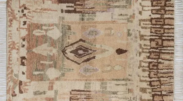 Doukkala Lambria Southwest Rug - Beige - Handcrafted - Beige