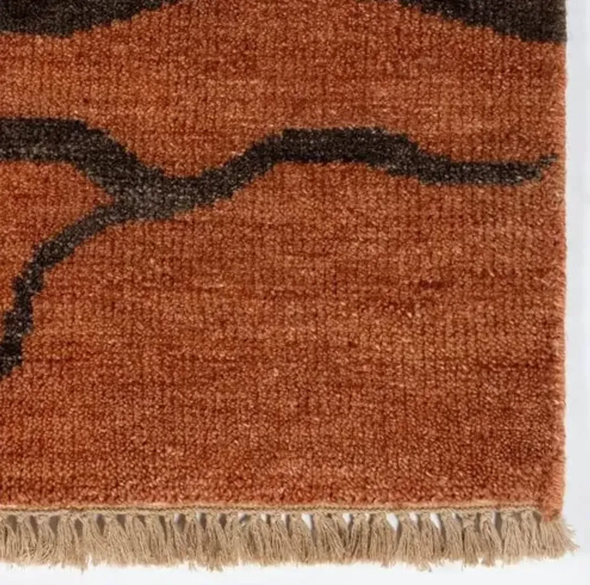 Kouang Tiala Transitional Rug - Red - Handcrafted - Red