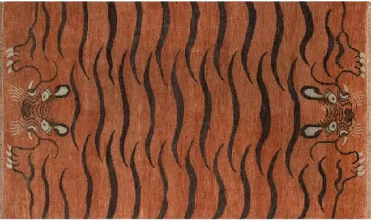 Kouang Tiala Transitional Rug - Red - Handcrafted - Red