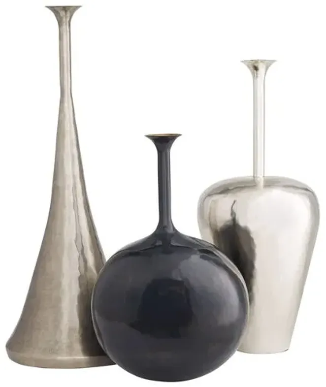 Set of 3 Gyles Vases - Silver - Arteriors - Multi