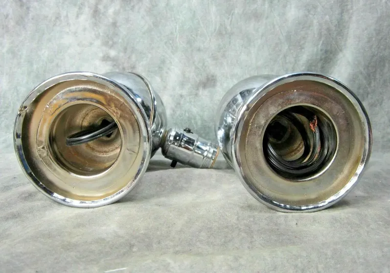 Pr Art Deco "Saturn" Chrome Wall Sconces - Something Vintage - Silver