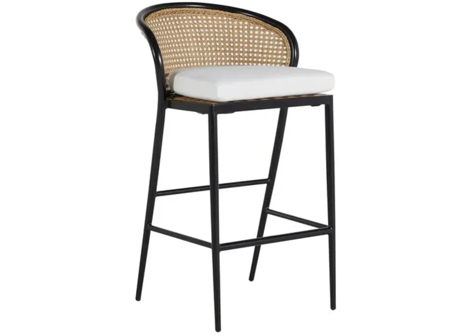 Havana Cane Outdoor Stool - Black/Natural - Summer Classics - White