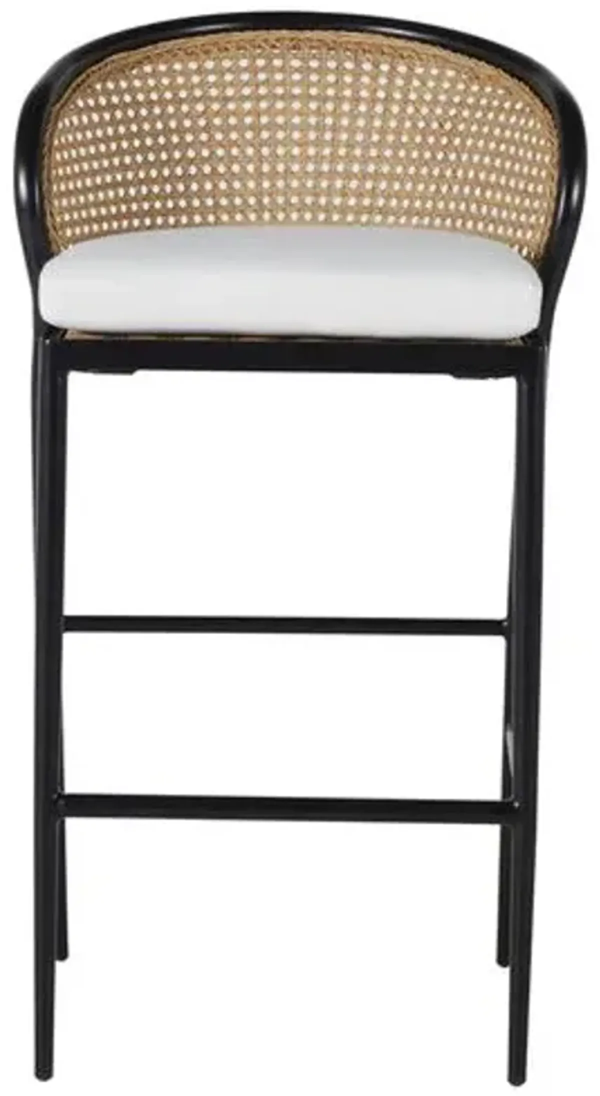 Havana Cane Outdoor Stool - Black/Natural - Summer Classics - White