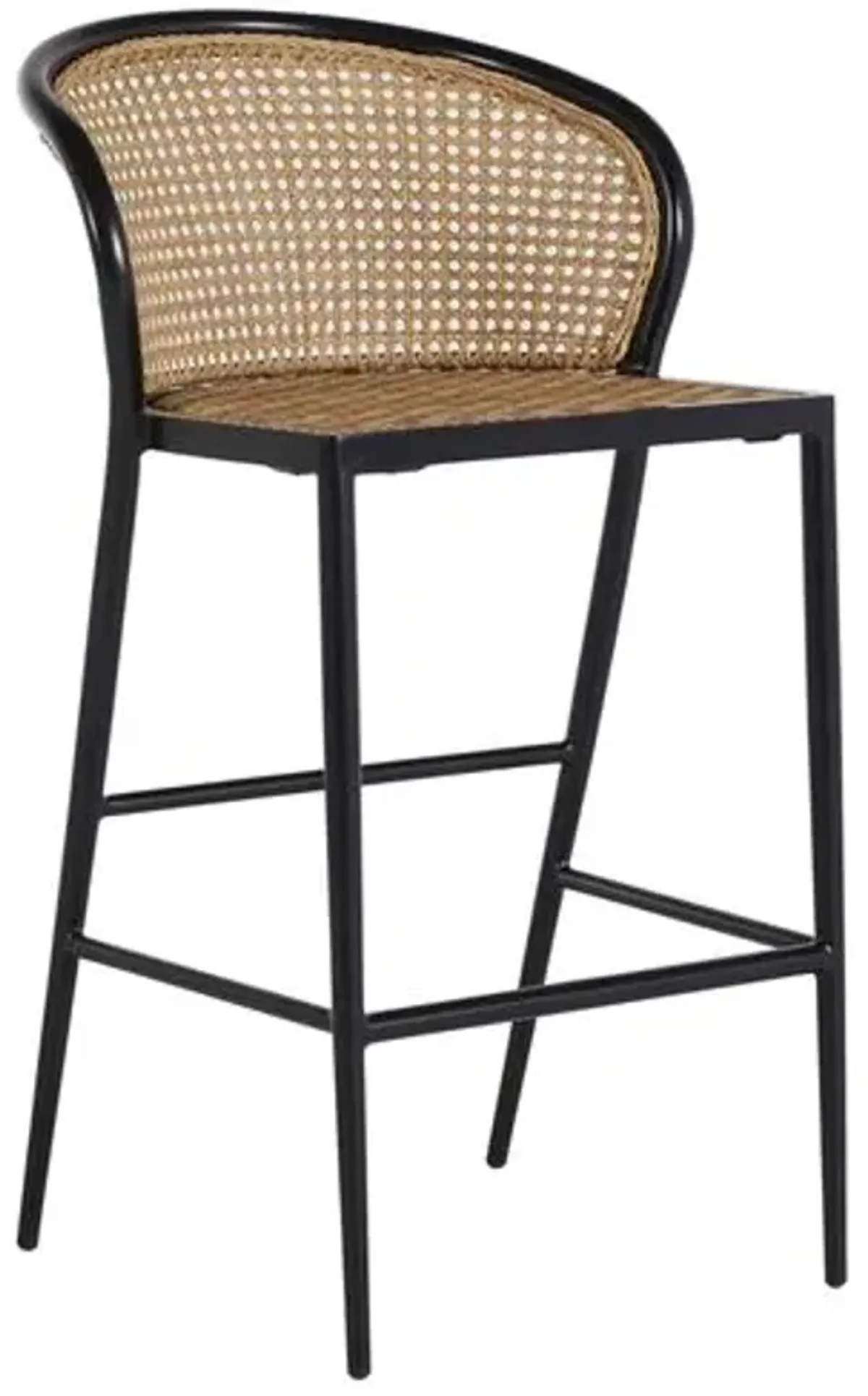 Havana Cane Outdoor Stool - Black/Natural - Summer Classics - White