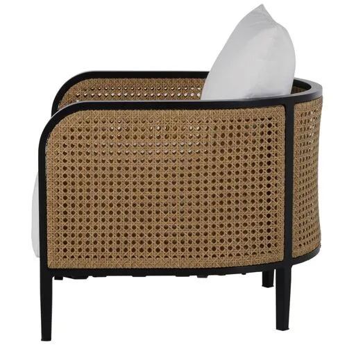 Havana Cane Outdoor Lounge Chair - Black/Natural - Summer Classics - White