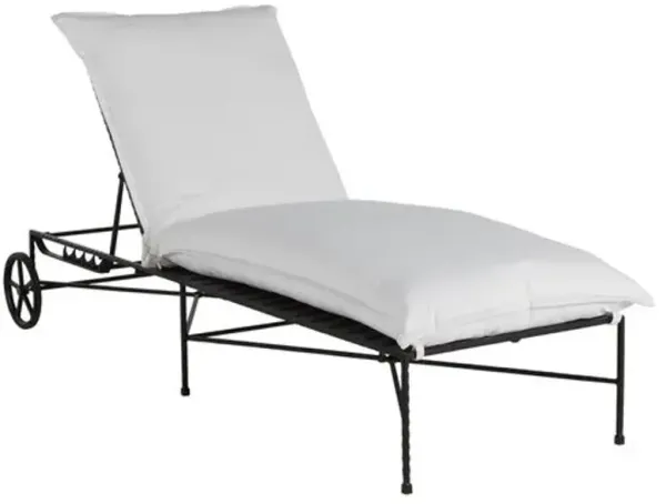 Italia Outdoor Chaise Lounge - Black Wrought Iron - Summer Classics - White - Comfortable, Sturdy, Stylish