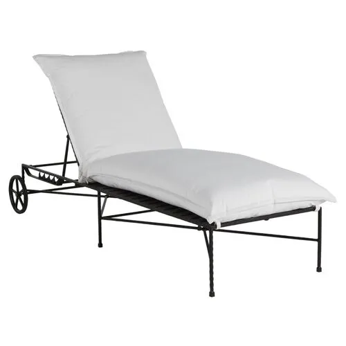 Italia Outdoor Chaise Lounge - Black Wrought Iron - Summer Classics - White - Comfortable, Sturdy, Stylish