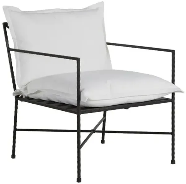 Italia Outdoor Lounge Chair - Black Wrought Iron - Summer Classics - White