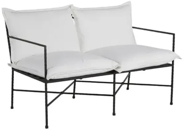 Italia Outdoor Loveseat - Black Wrought Iron - Summer Classics - White