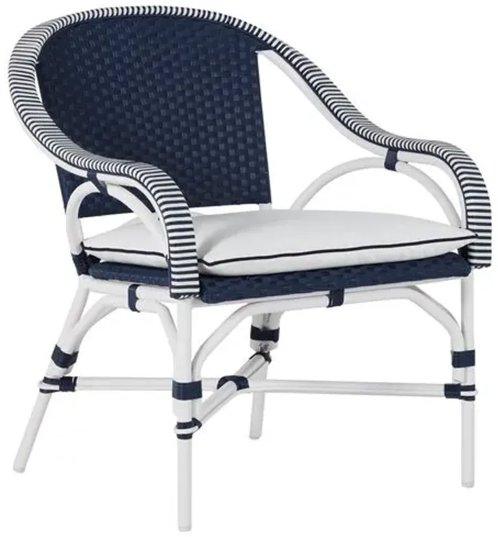 Savoy Outdoor Lounge Chair - Navy/White - Summer Classics - Blue