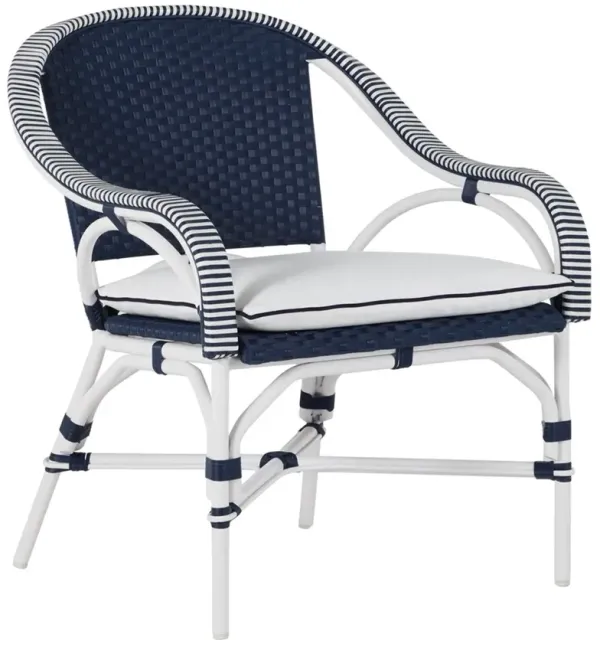 Savoy Outdoor Lounge Chair, Navy/White