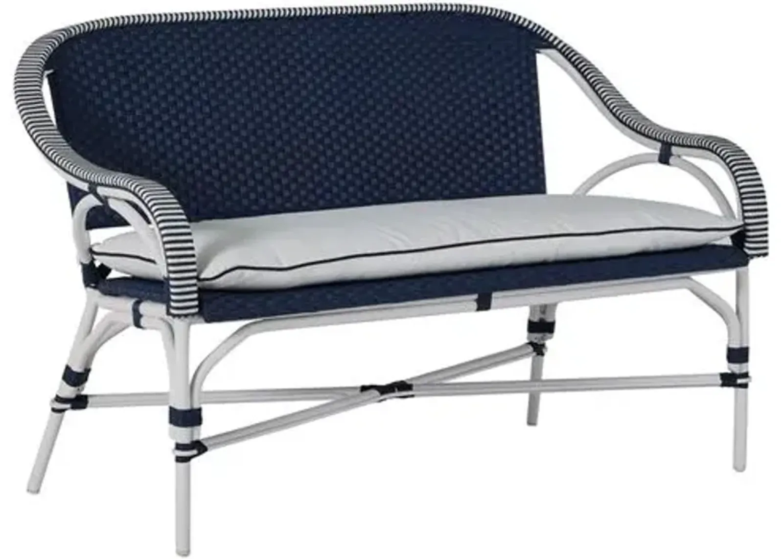 Savoy Outdoor Loveseat - Navy/White - Summer Classics - Blue