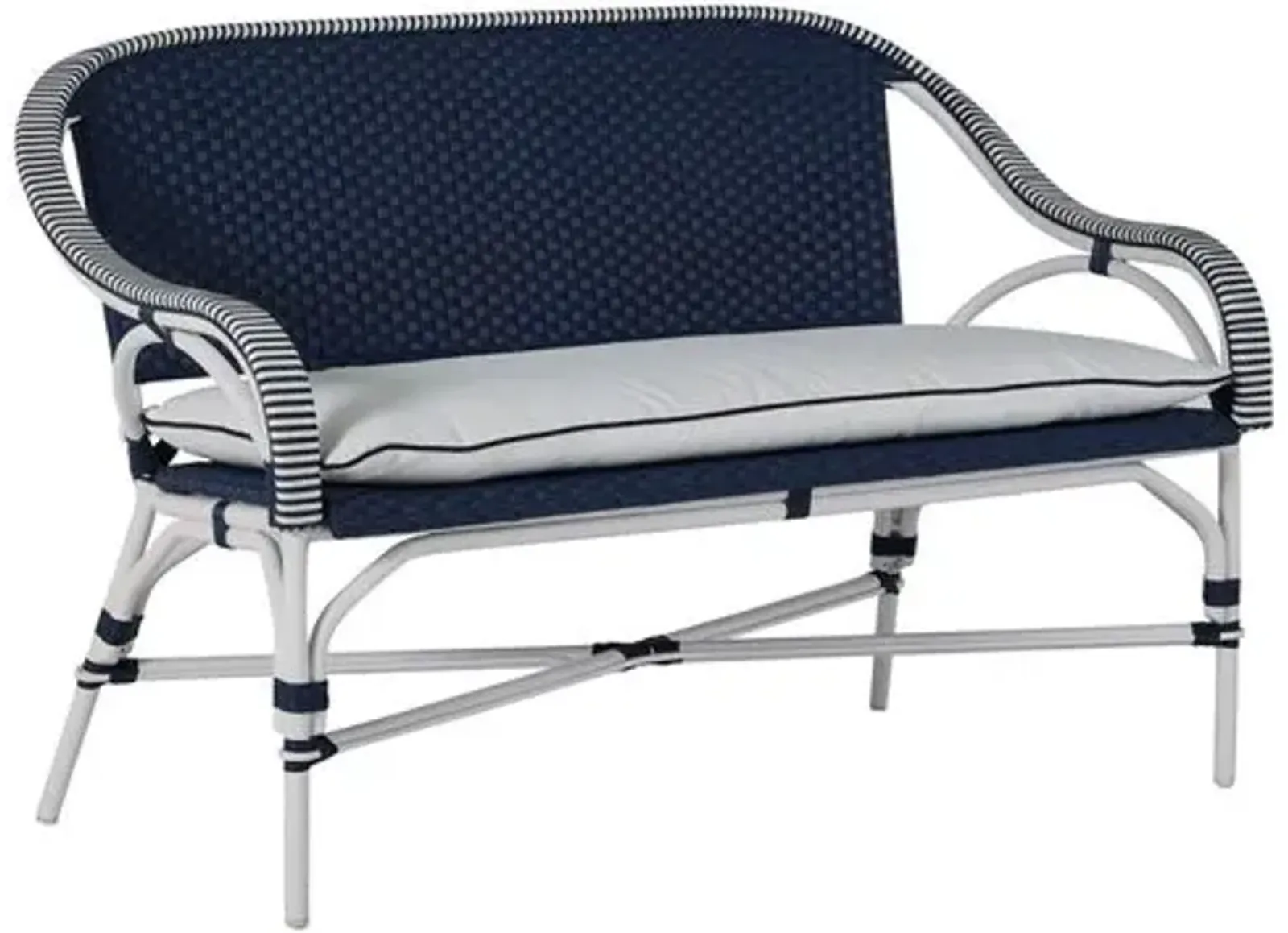 Savoy Outdoor Loveseat - Navy/White - Summer Classics - Blue